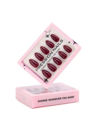 24pcs Press On False Nails,Short Almond beige nude cat eye glossy nail art sheets,Can Be Reused.Fake Acrylic Nails With Glue Kit. - view 4